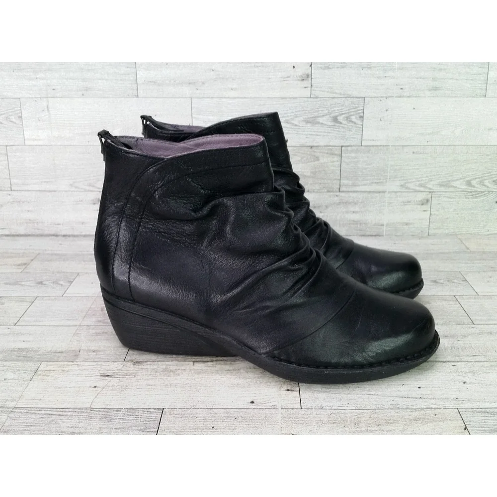 Womens Dansko Arisa Nappa Black Wedge Ankle Boots EU 39 Size 8.5-9 Shoes Booties